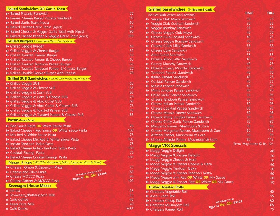 Menu at VFX Veg Food Xpress, New Delhi, G21