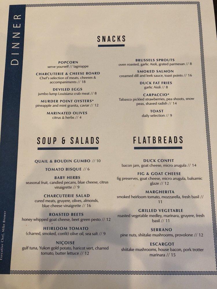 Carta del pub y bar Copper Vine, Nueva Orleans