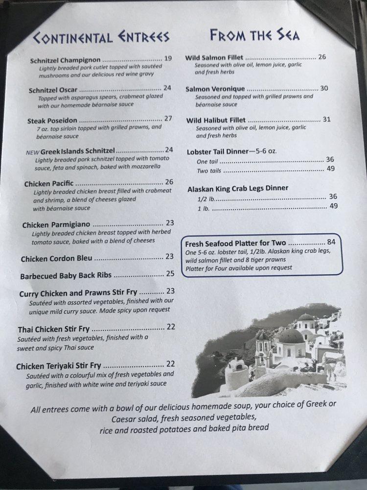 Menu at The Greek Islands Restaurant, Chilliwack