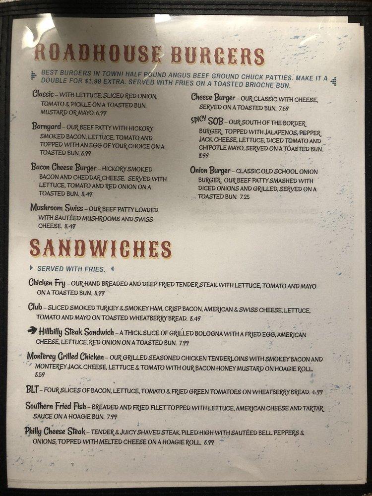 Menu at Dobber's Roadhouse steakhouse, Eufaula