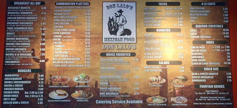 Menu at Don Lalos Mexican Food restaurant, Ojai