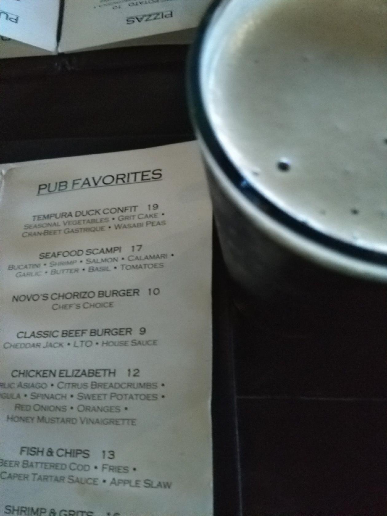 Menu at Novo Dolce LLC pub & bar, Bowling Green