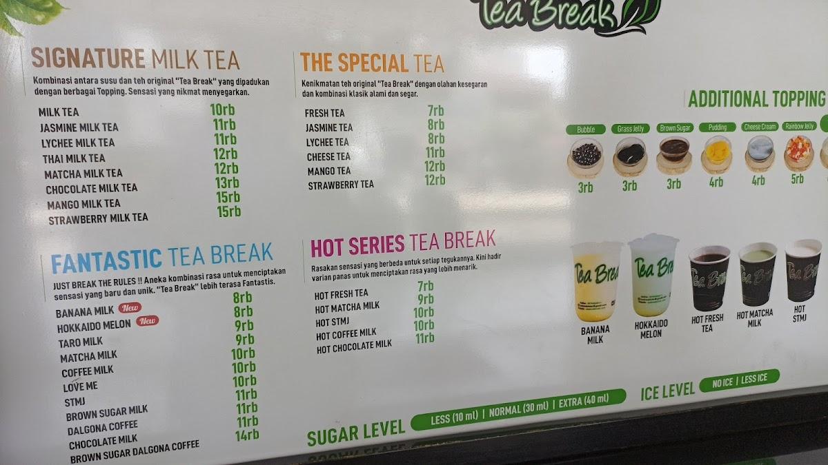 Menu at Tea Break, Krian