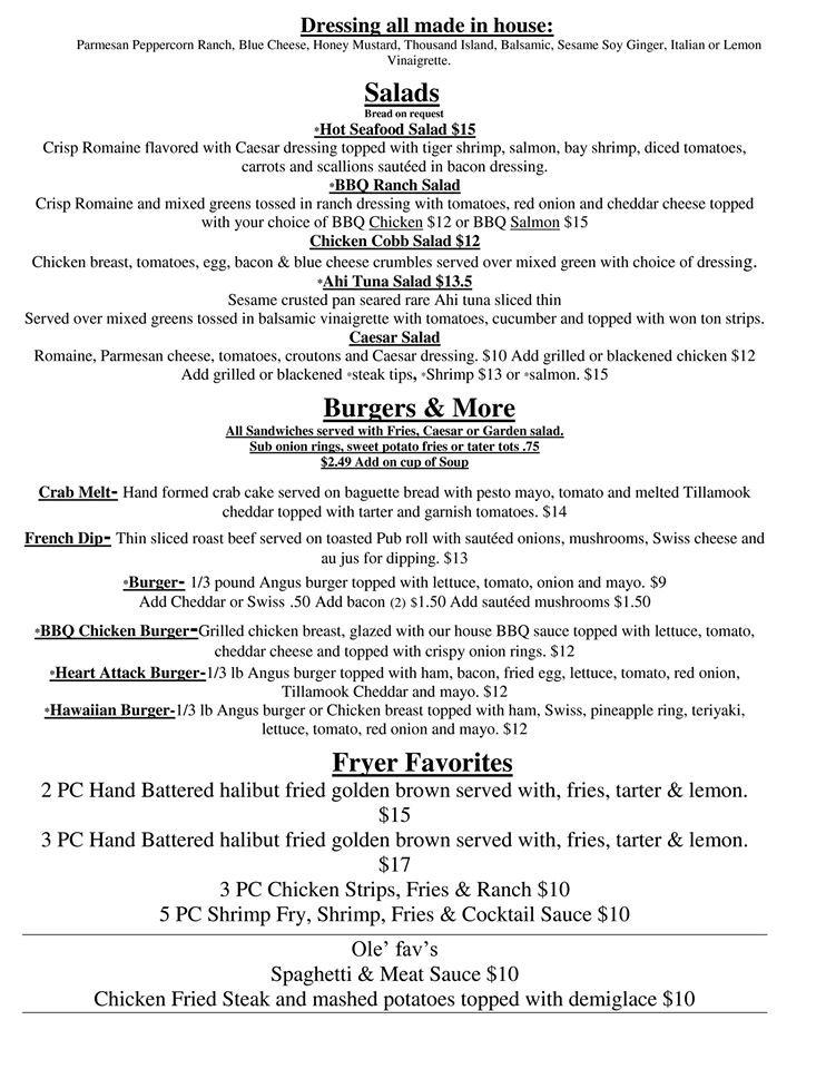 Menu at Teri's Restaurant, Longview