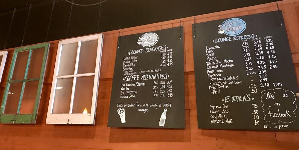 Menu at The Vogue Coffee Bar, Chelan