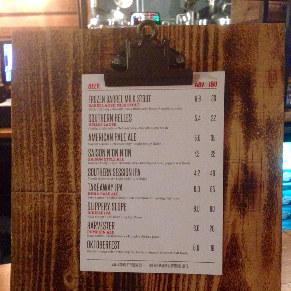 Menu at Southern Barrel Brewing, Bluffton
