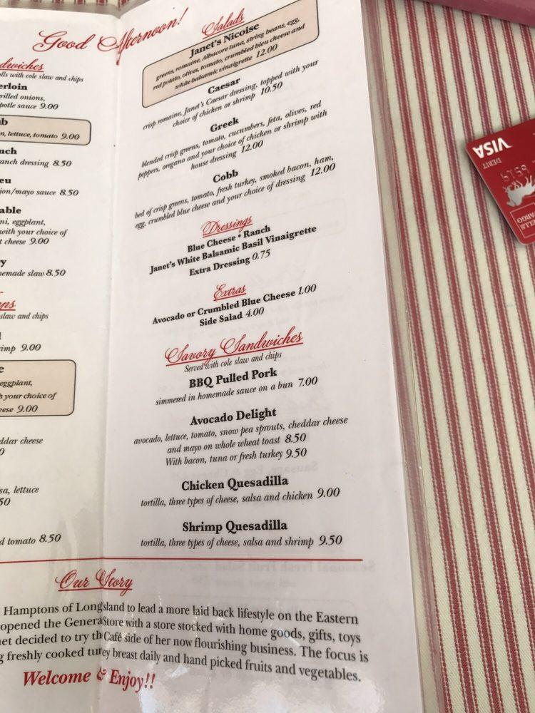 Menu at General Store and Cafe, Onancock