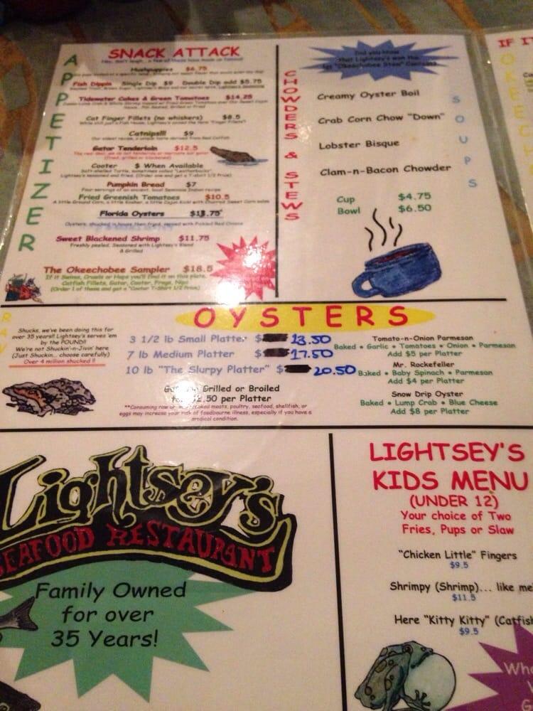 Menu at Lightseys pub & bar, Okeechobee