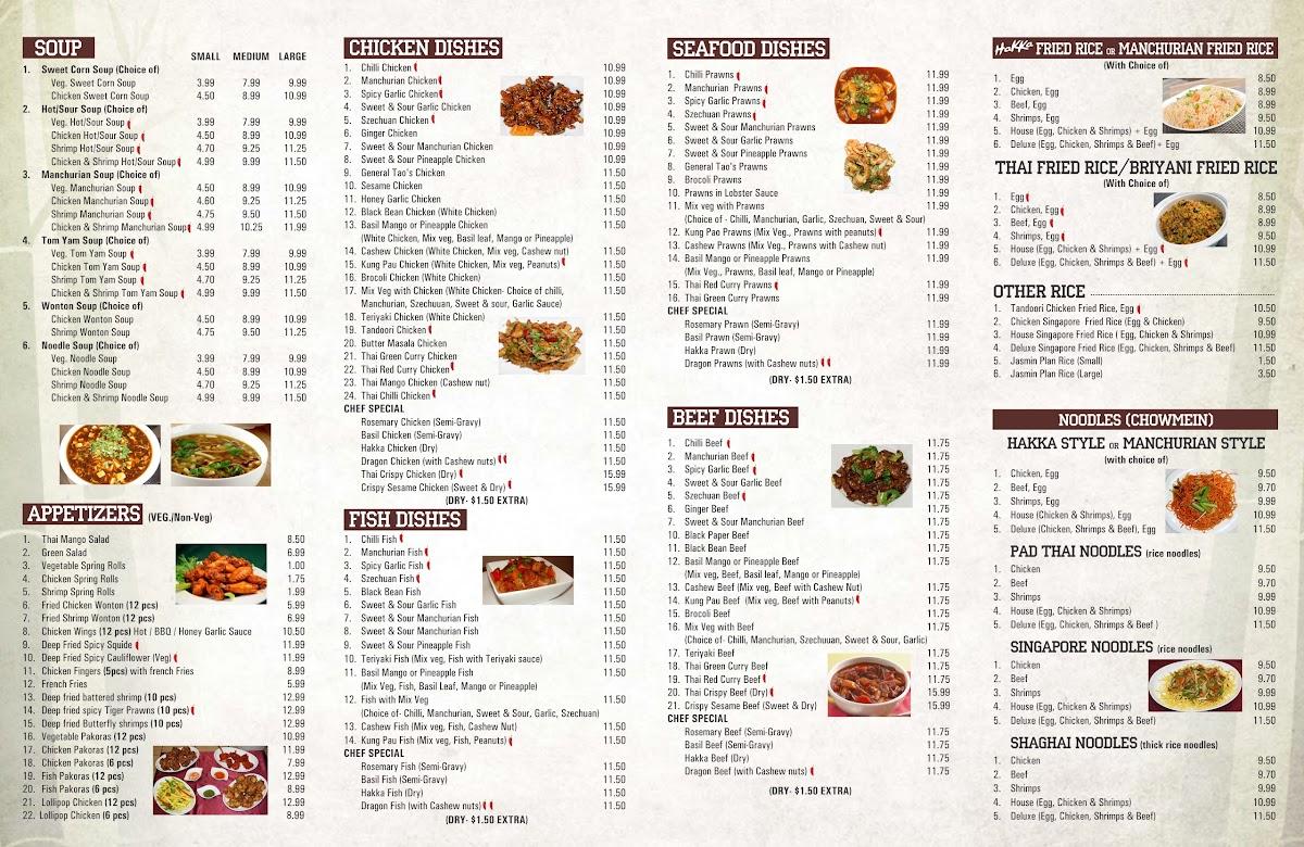 Menu at Hakka Hut restaurant, Cambridge