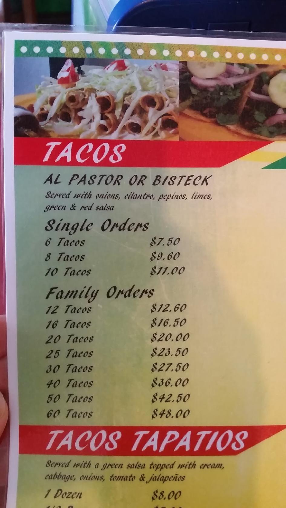 Menu at Ajillos Restaurant, Del Rio