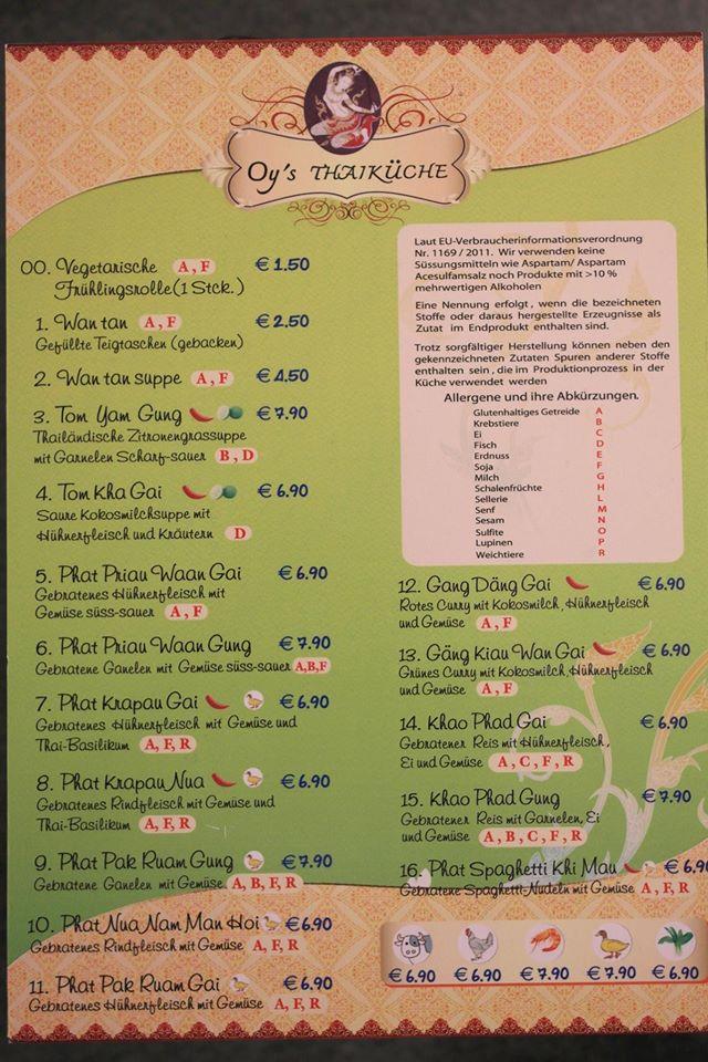 Speisekarte von Oy Thai Kitchen restaurant, Salzburg
