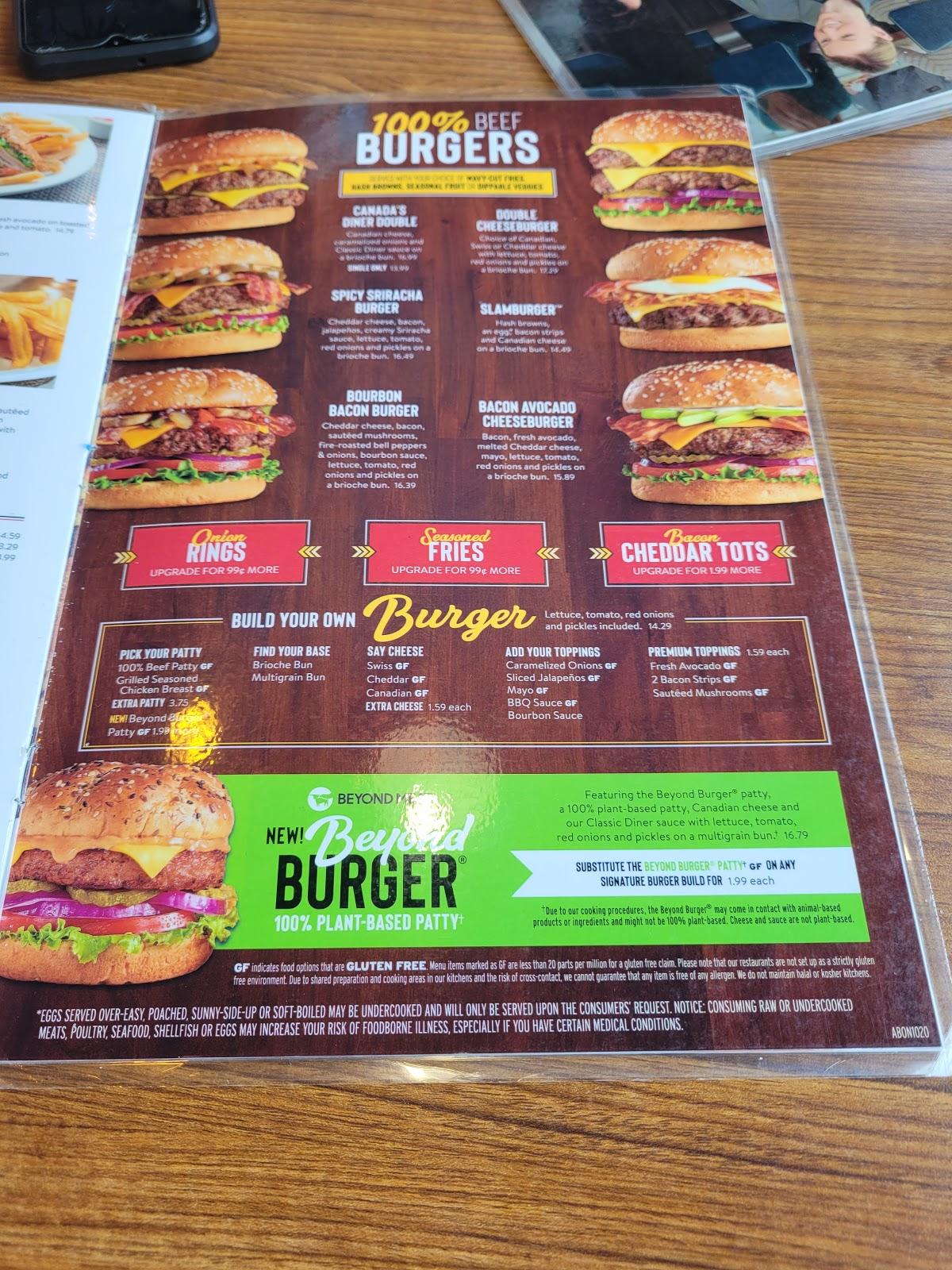 Menu at Denny's restaurant, Ottawa, Clyde Ave.
