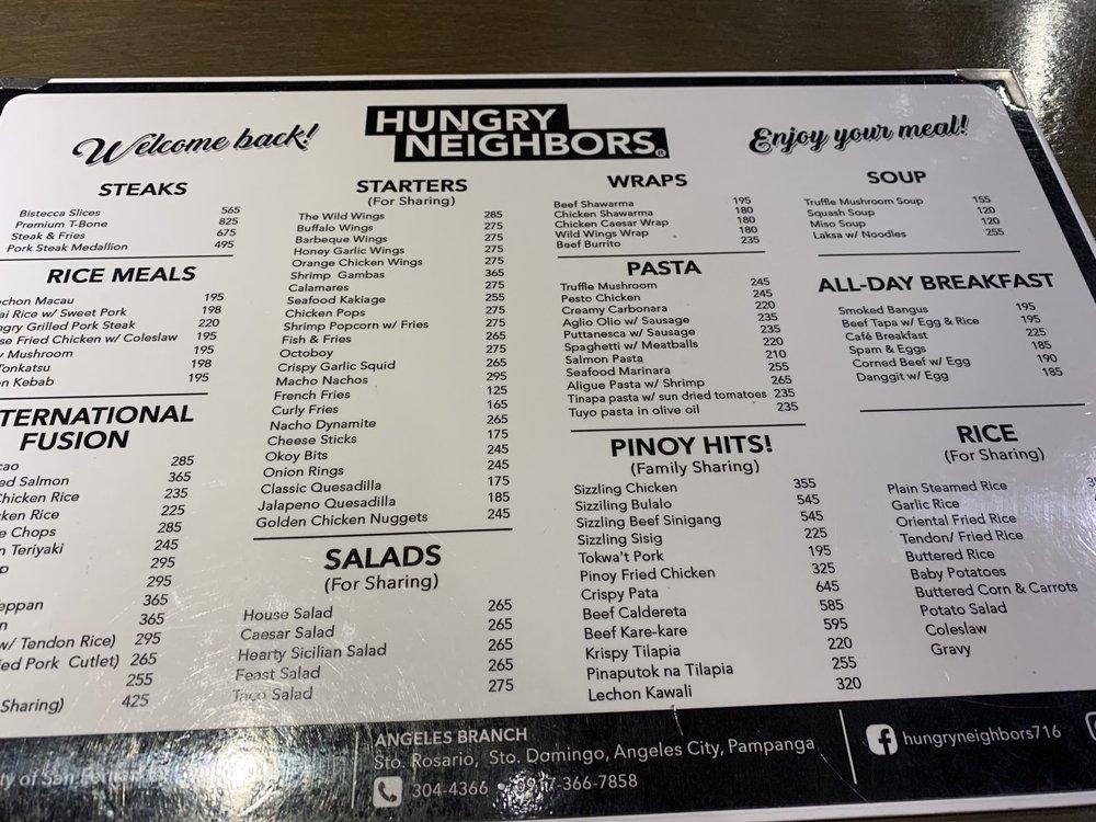 Menu at Hungry Neighbors fast food, Angeles, 4HHW+6JJ