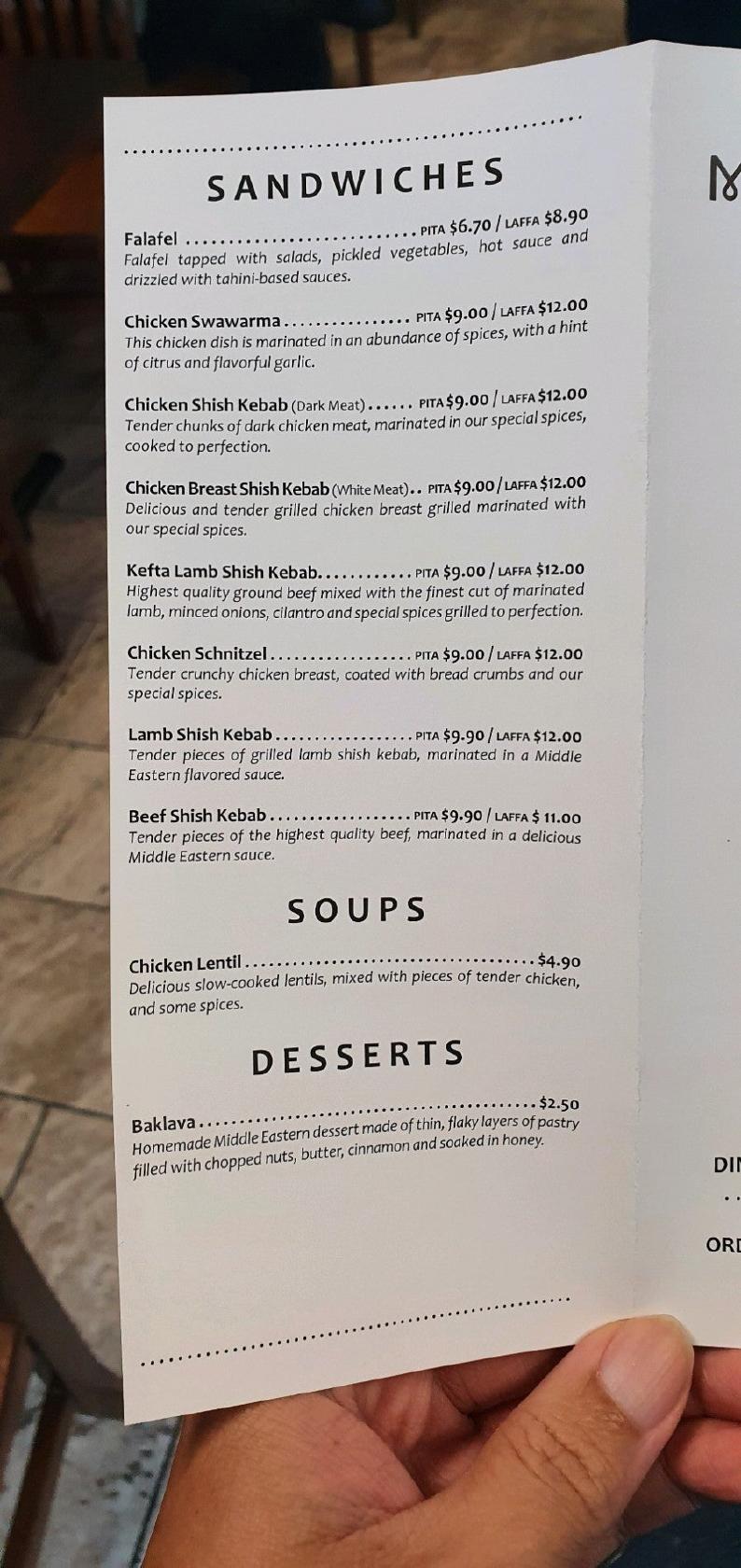 Menu at Mister Laffa Shawarma House restaurant, Vaughan
