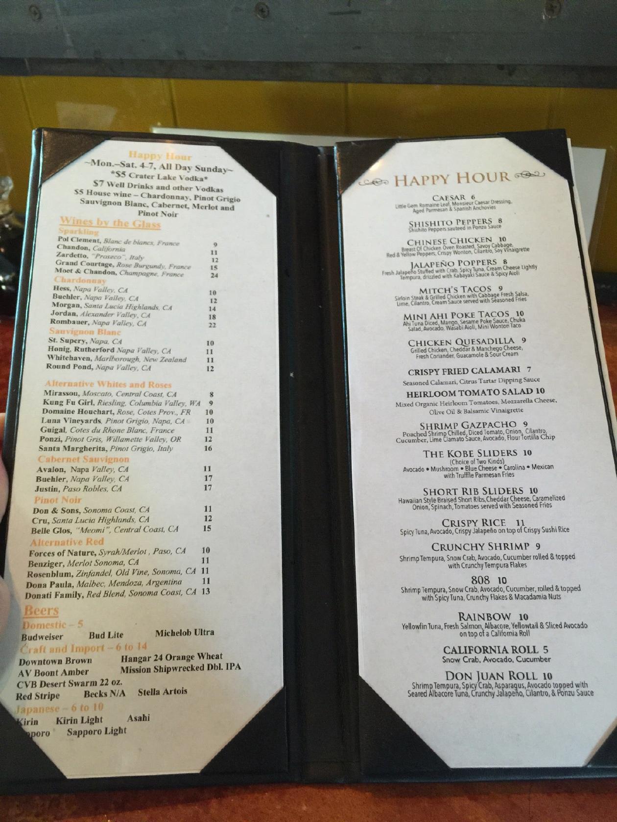 Menu At Mitch S On El Paseo Restaurant Palm Desert