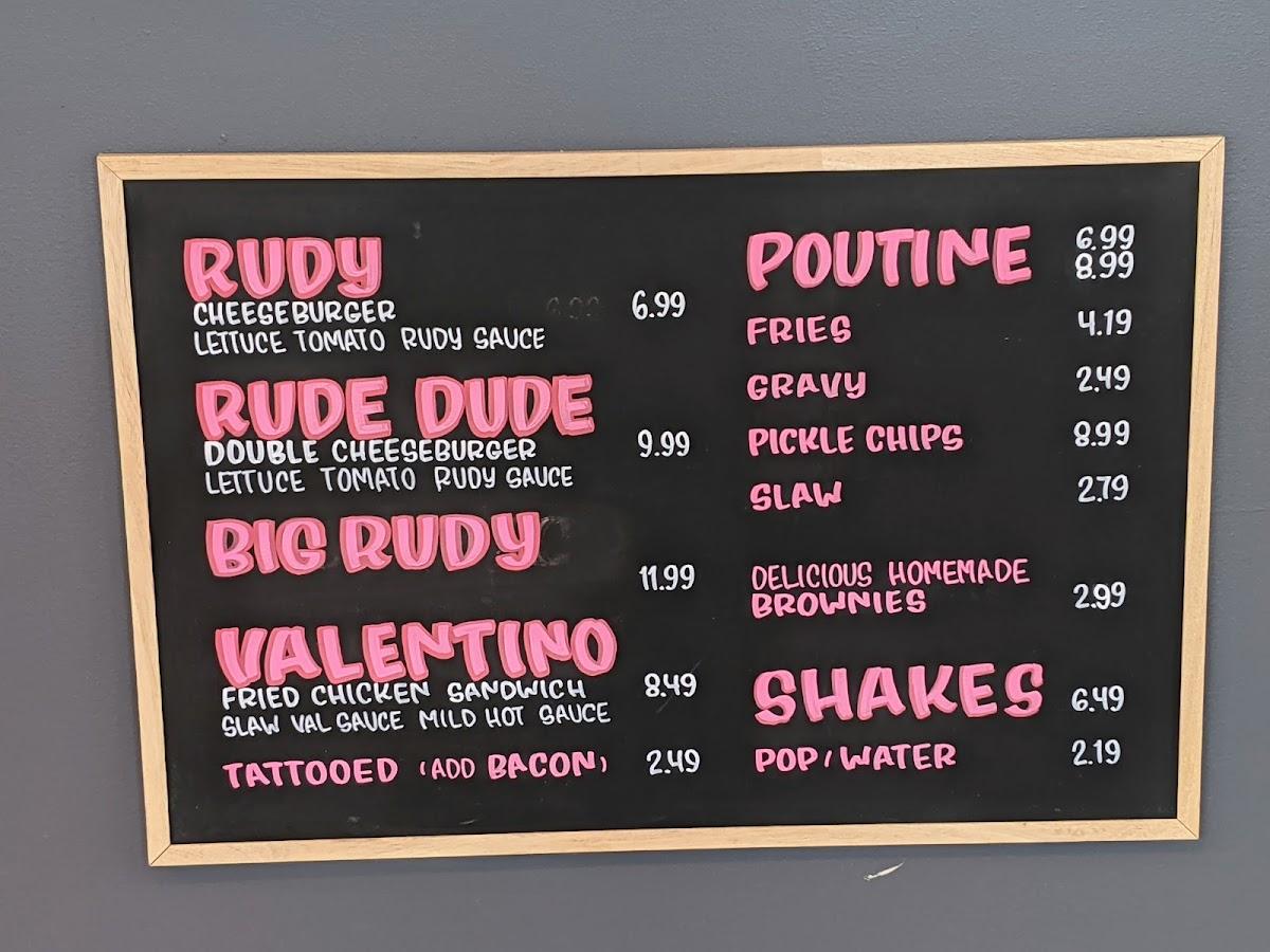 Menu at RUDY restaurant, Toronto, The Queensway