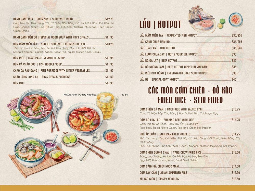 Carta del restaurante Quán Nhà Hai Lúa, Garden Grove