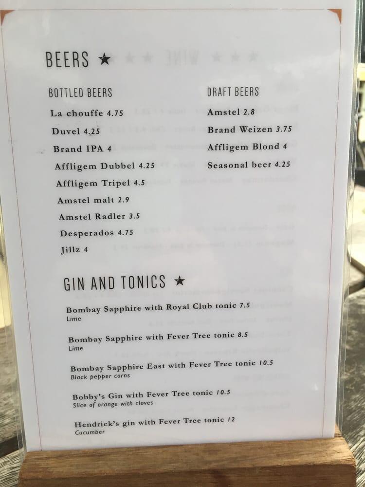 Menu at Het Paardje, Amsterdam, Gerard Douplein 1