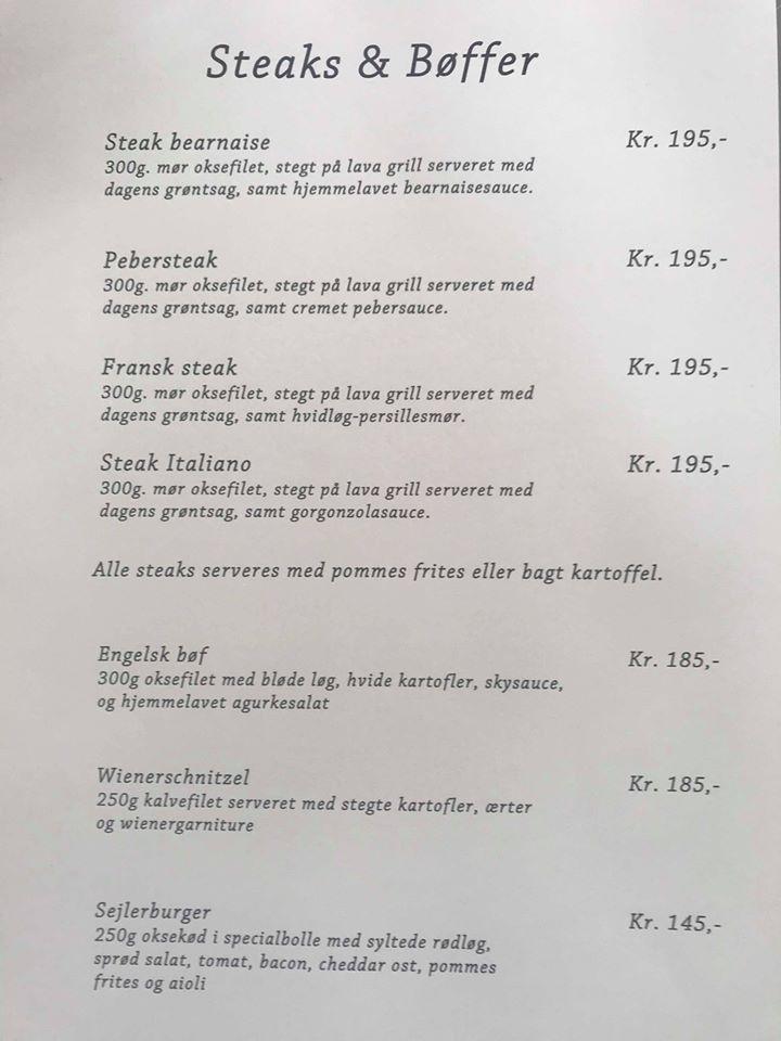 Menu At Restaurant Kerteminde Sejlklub Kerteminde