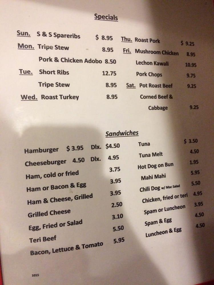 Menu at Kapiolani Coffee ShopWaimalu restaurant, Aiea, 98020