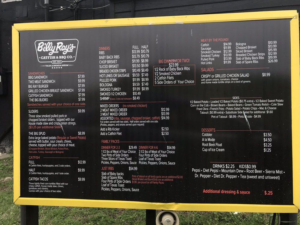 Menu at Billy Ray's Catfish & BBQ Tulsa, Tulsa, Southwest Blvd