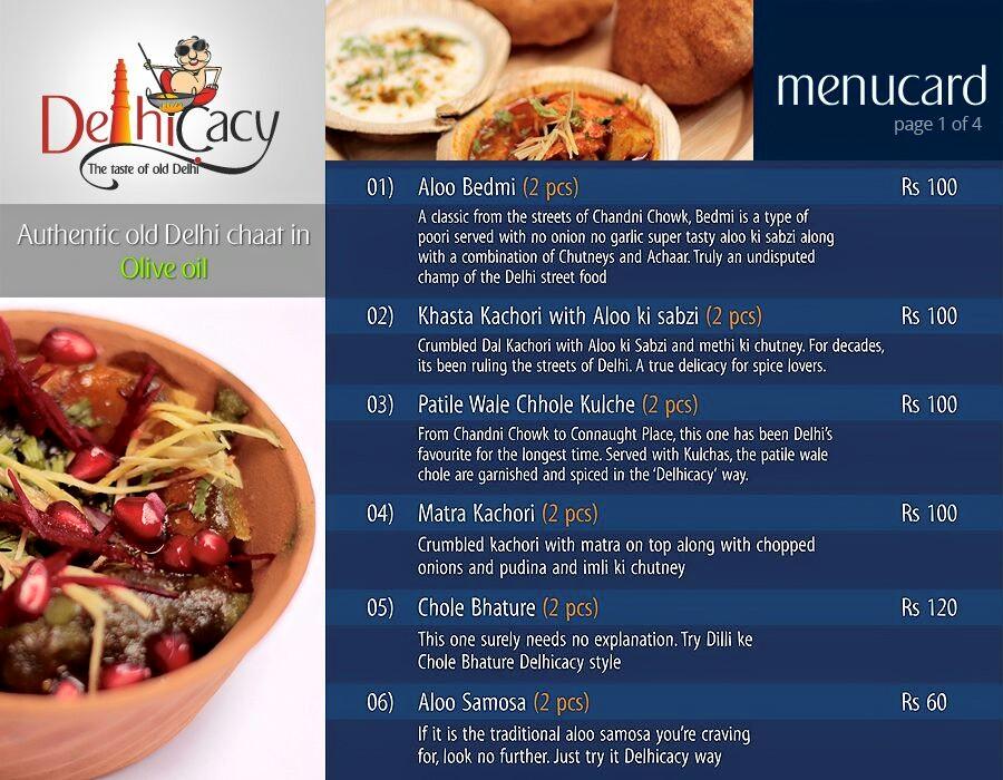 Delhicacy menu