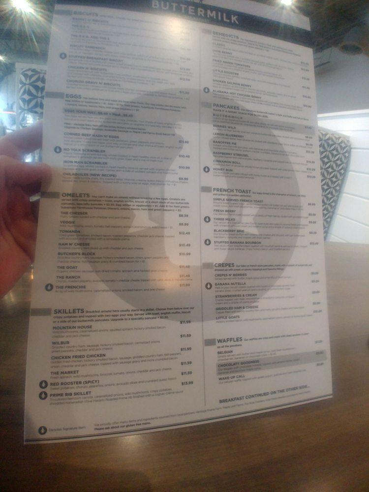 Menu at Buttermilk restaurant, Naperville