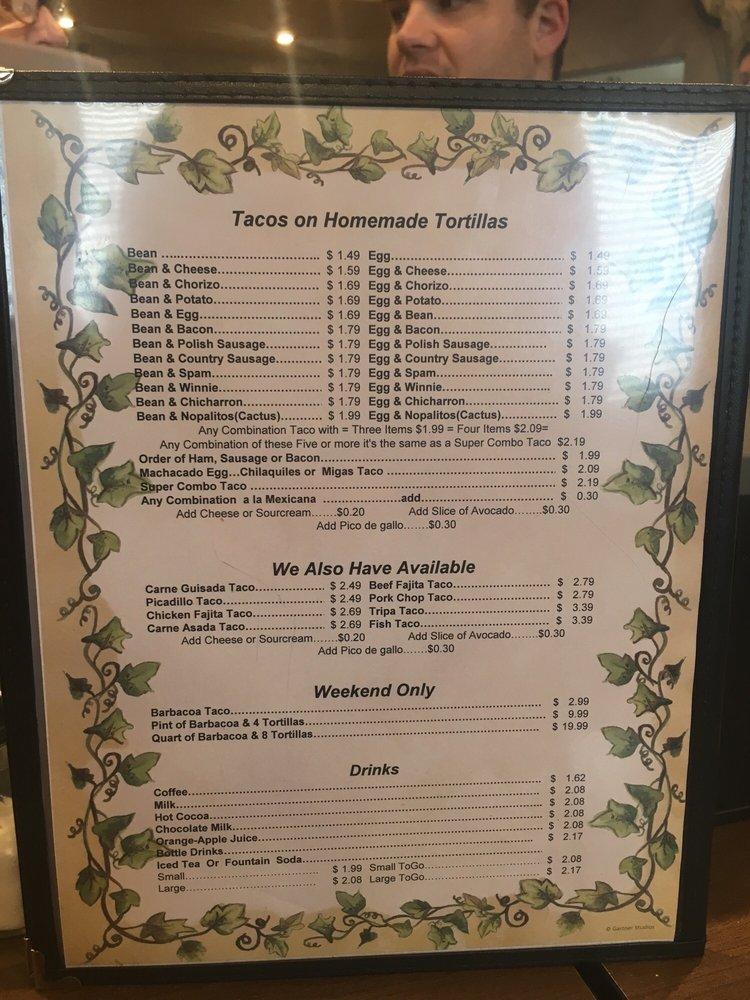 Menu at Circle G Restaurant, Poth