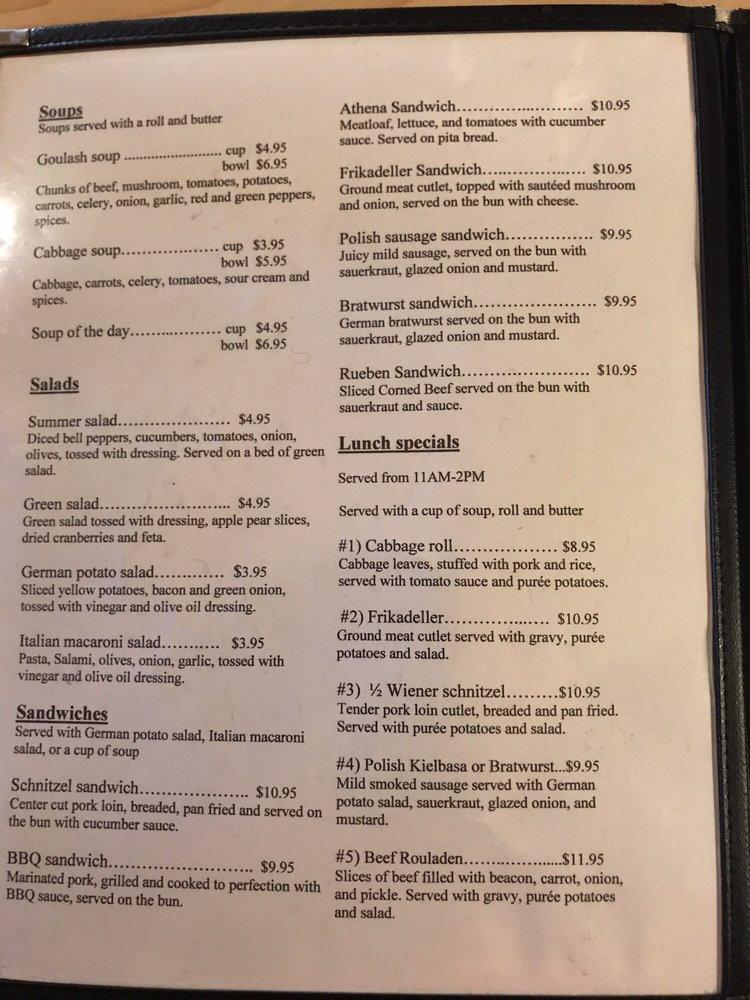 Menu at Europa restaurant, Black Diamond, 216th Ave SE