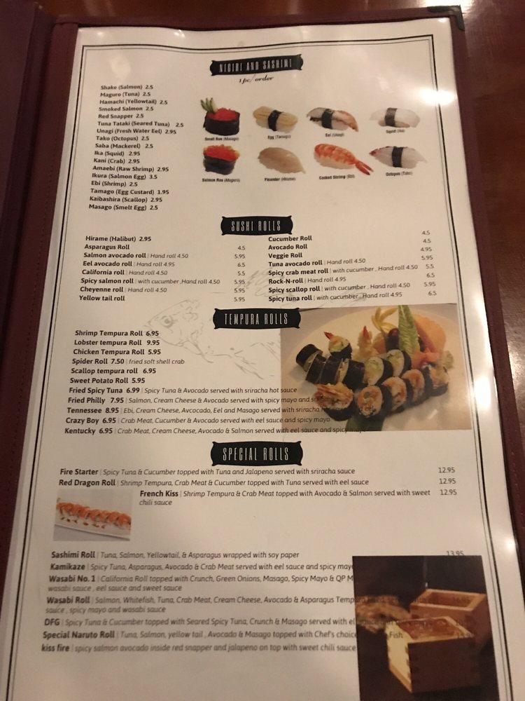 Menu at Wasabi restaurant, Cheyenne