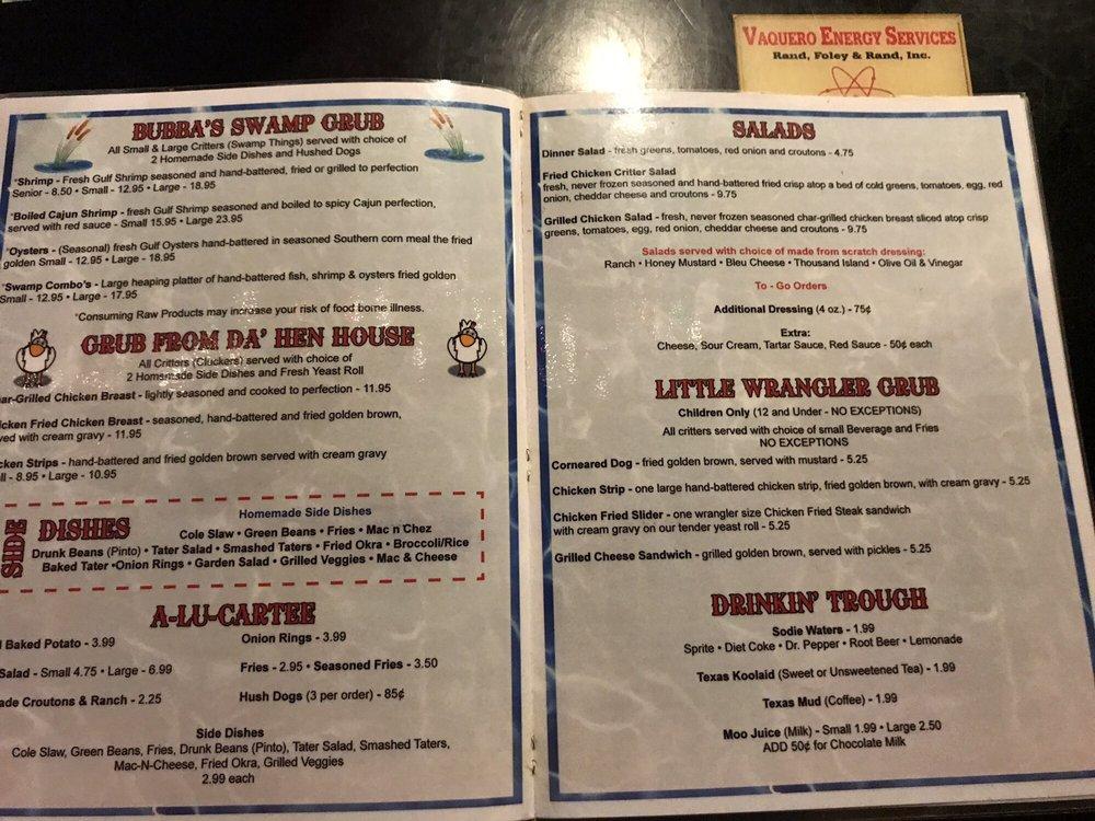 Menu at Billy B's Sale Barn Cafe, Groesbeck, TX164