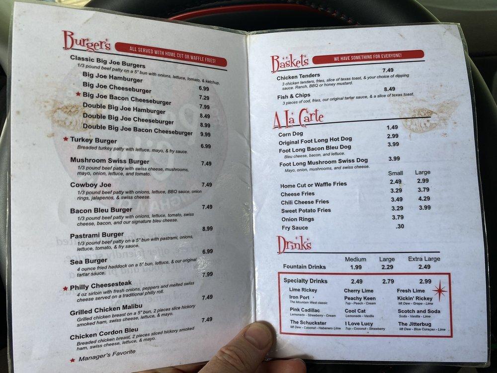 Menu at Peach City fast food, Brigham City