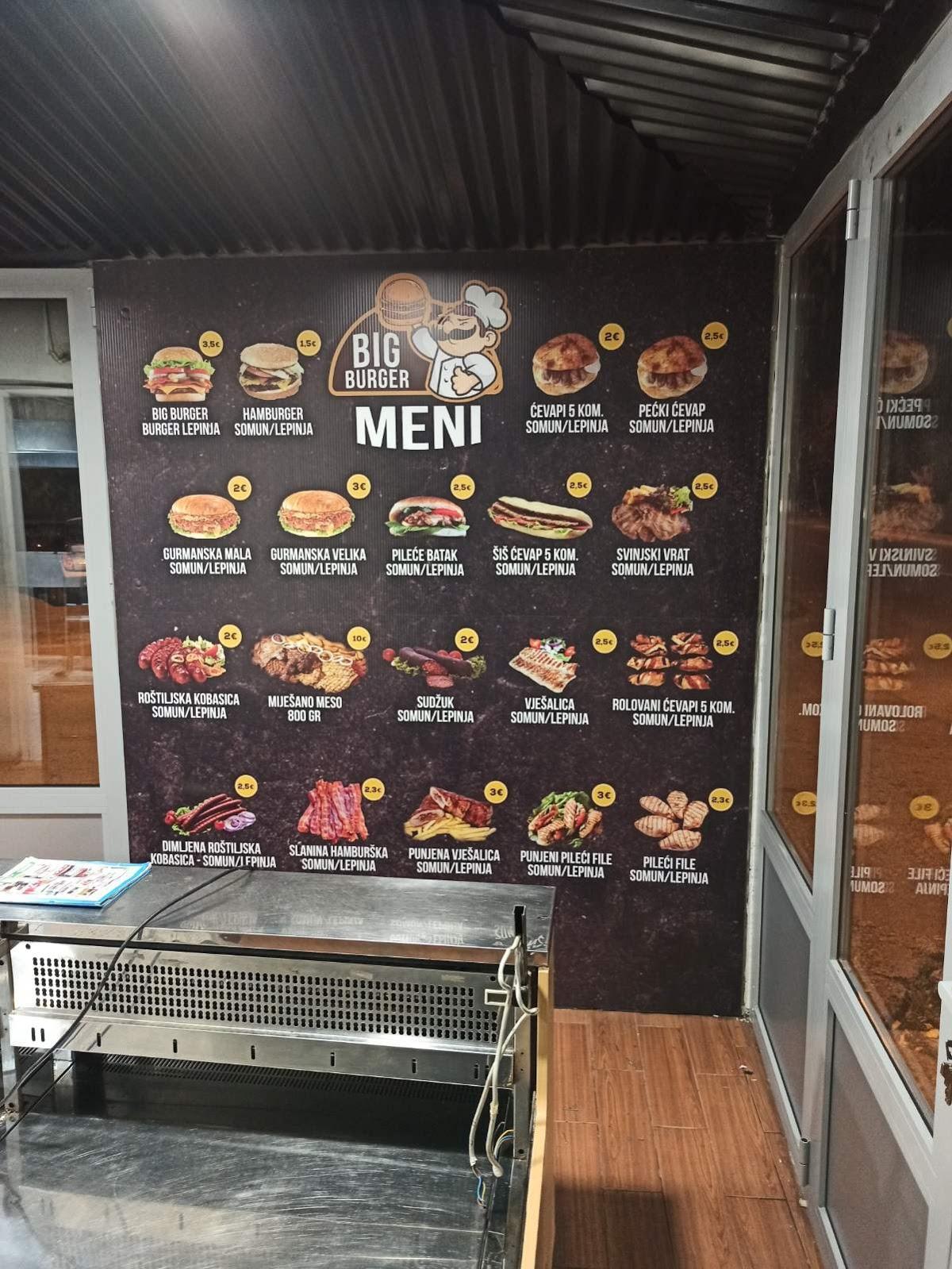 Menu at Fast food Big Burger zabjelo, Podgorica