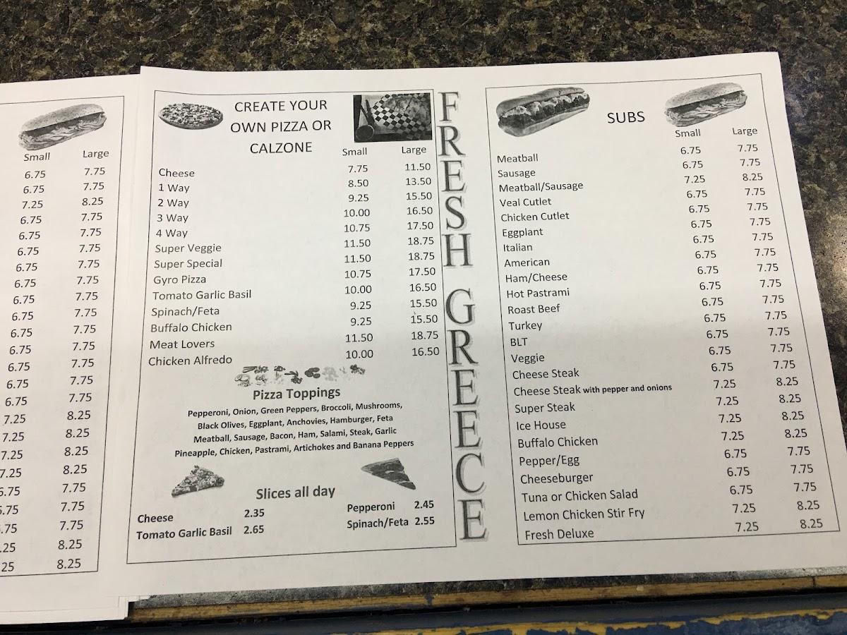 Menu at Fresh Greece Pizza & Grill pizzeria, Niceville