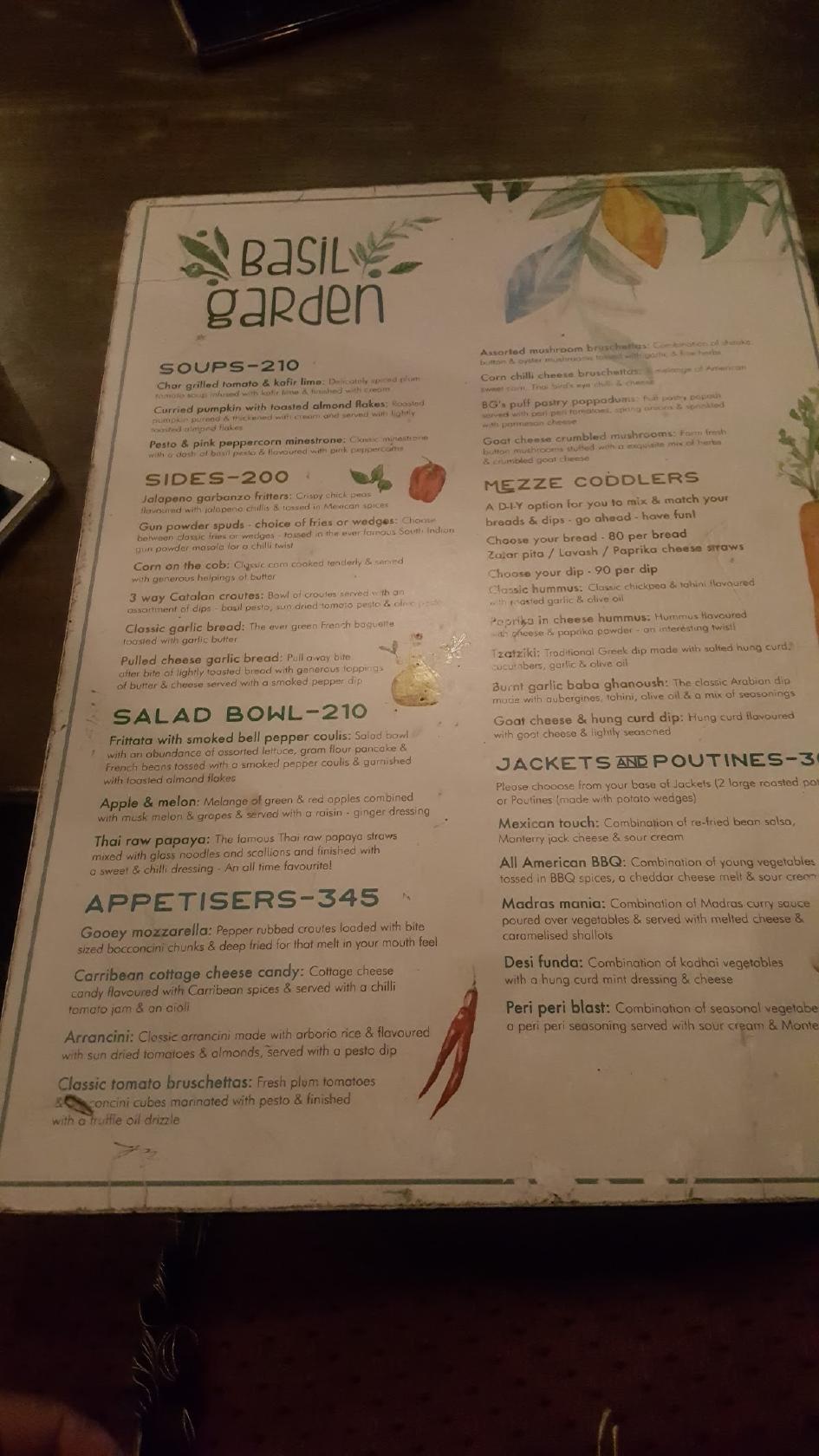 Menu at Basil Garden Surat