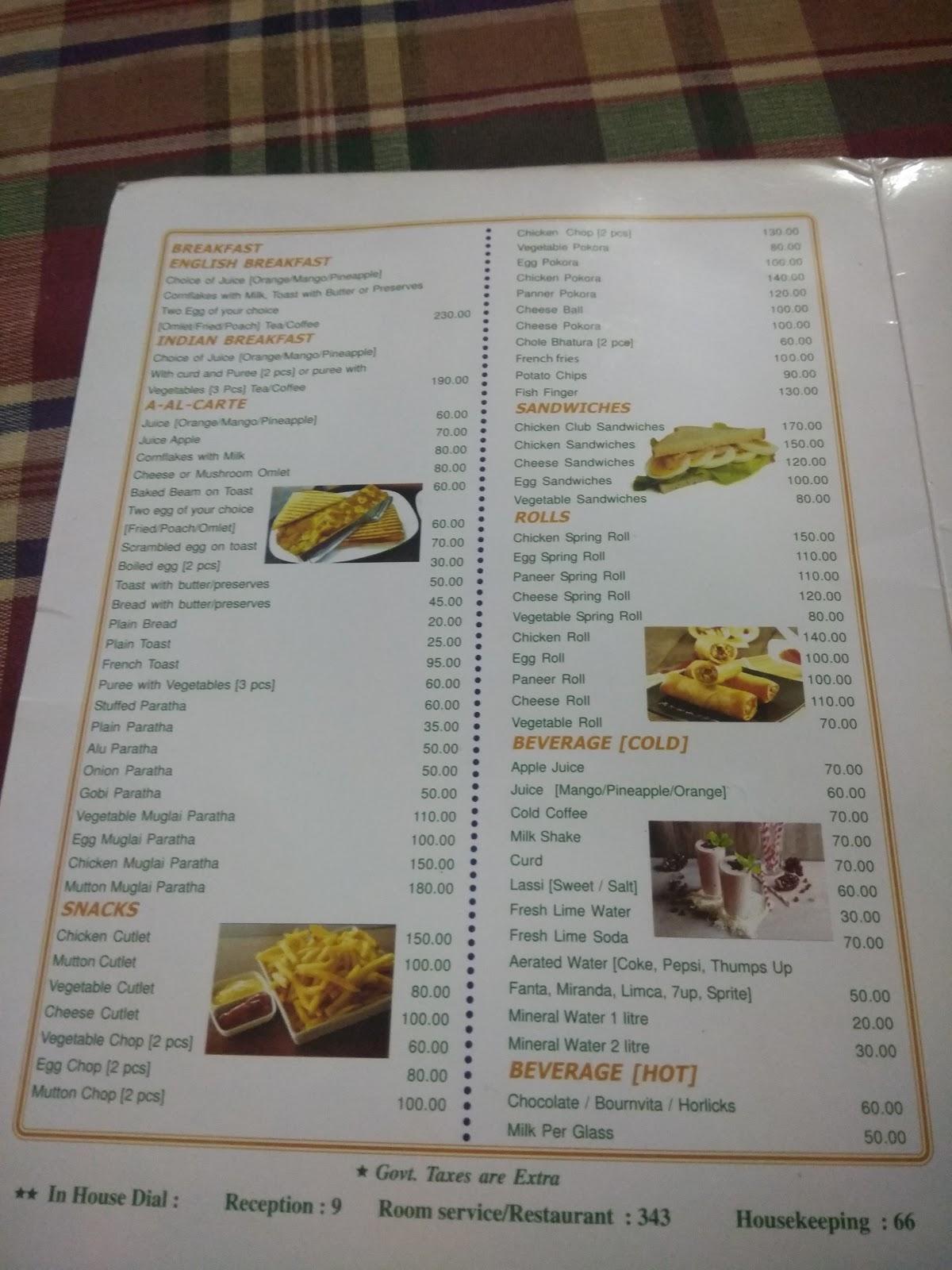 Restaurant Elite menu