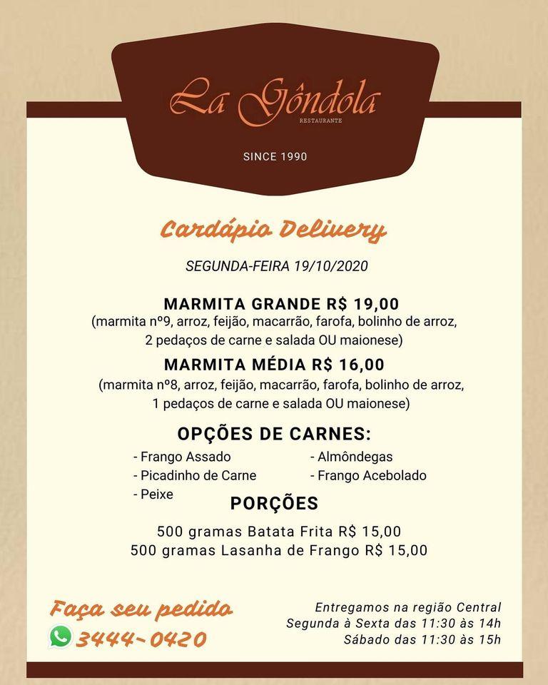 La Gôndola Restaurante cardápio