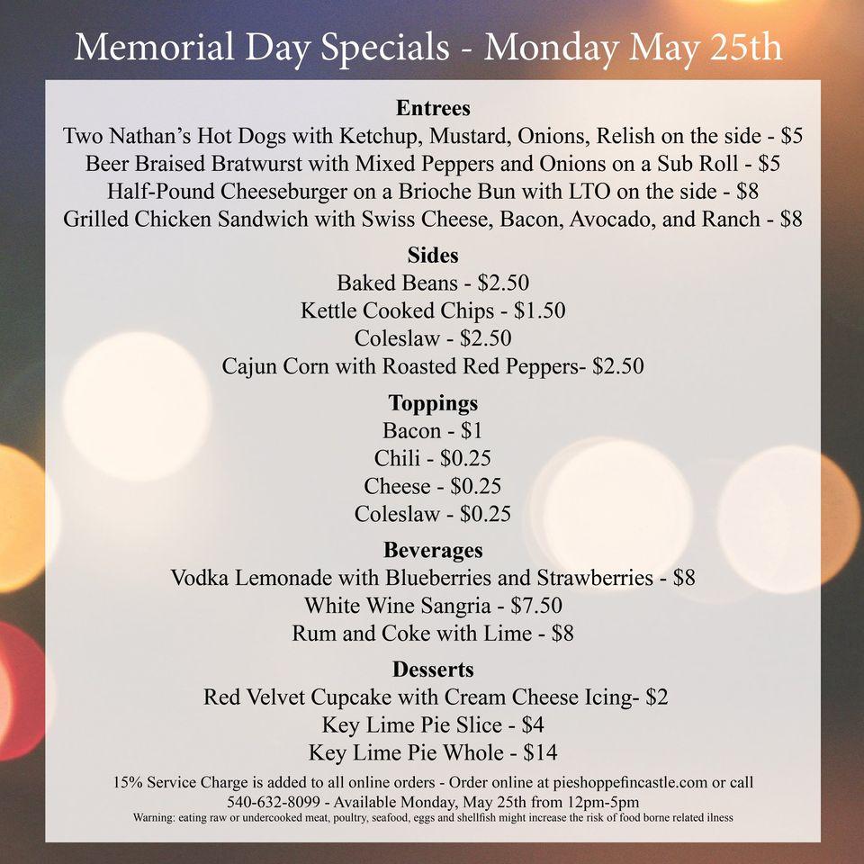 Menu at The Pie Shoppe/The Pie Lady/Fincastle Cafe, Fincastle
