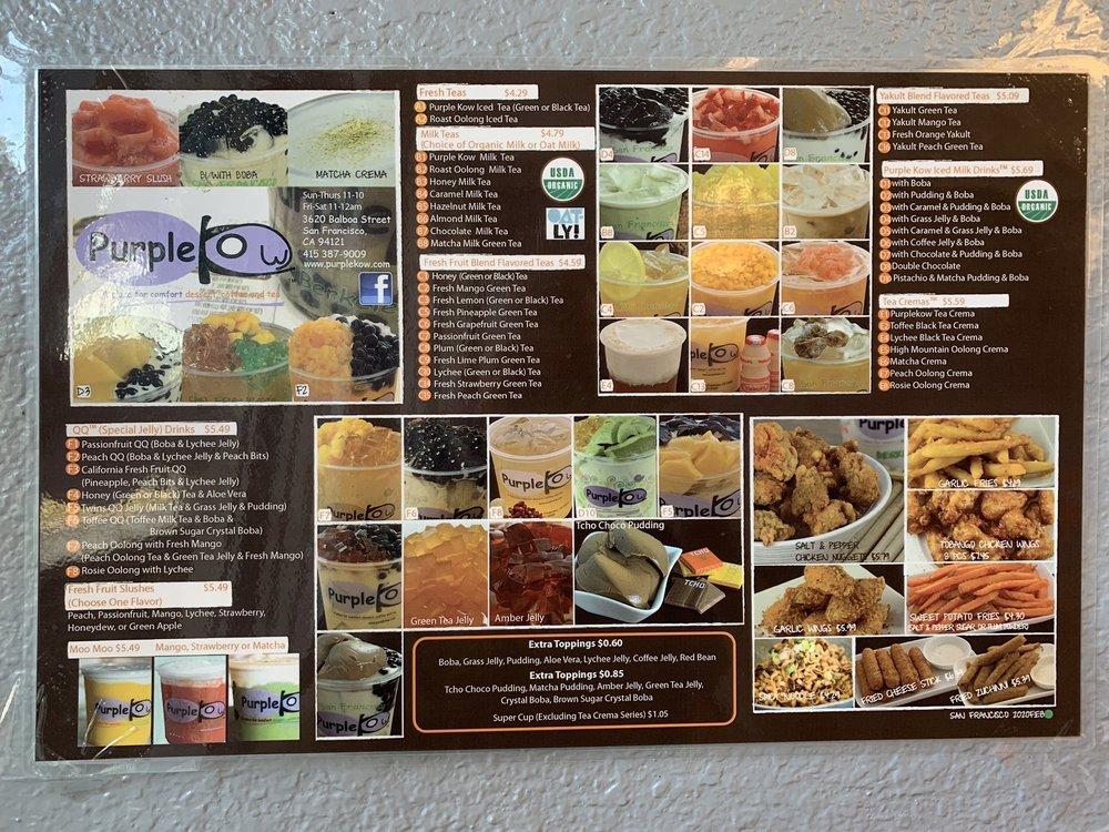 Menu at Purple Kow, Concord