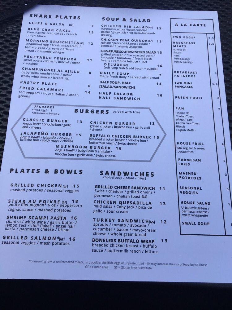 Menu at Teaspoon restaurant, Tucson