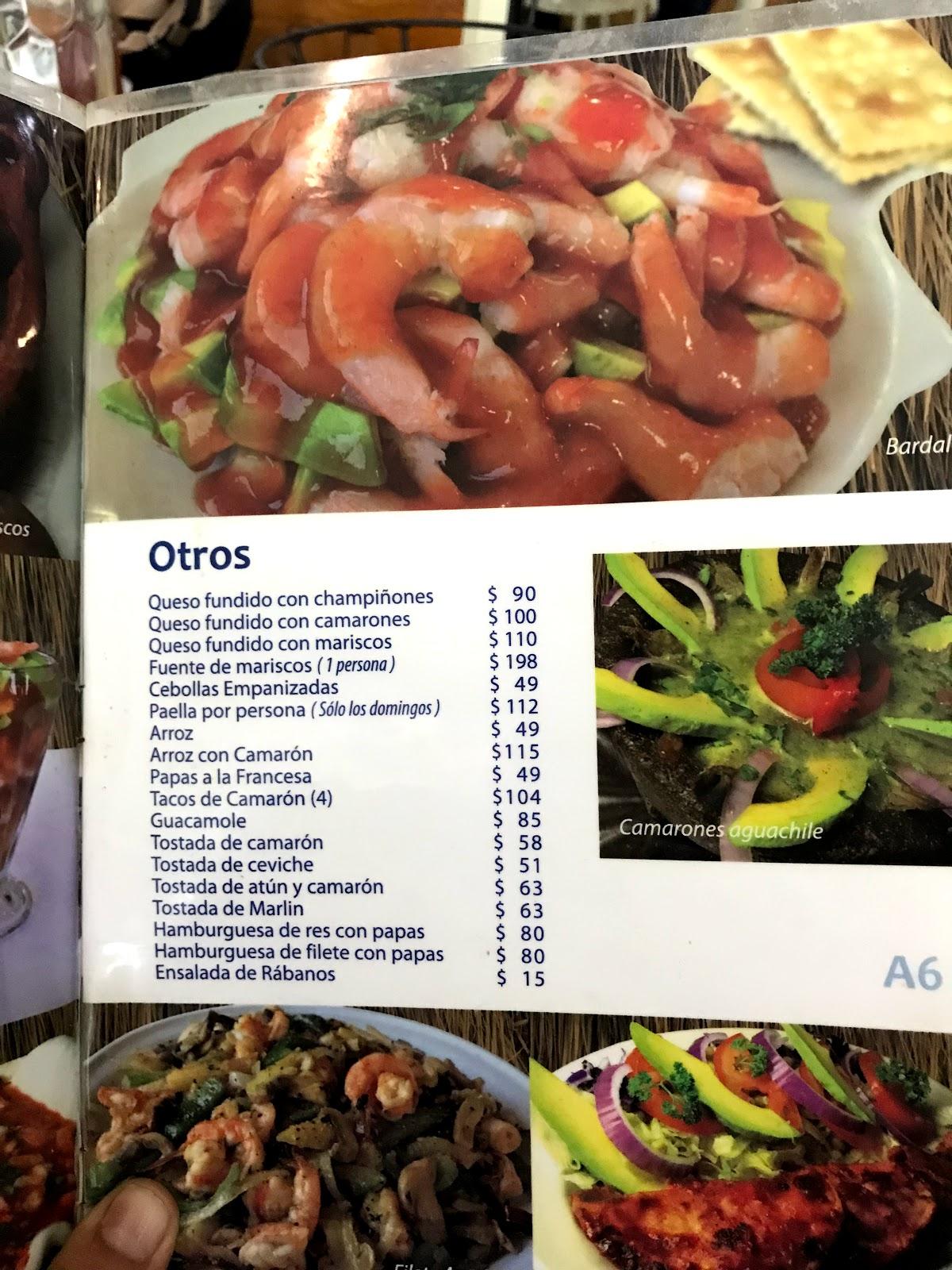 Carta del restaurante Mariscos La Anacua, Monterrey, Av Lázaro Cárdenas