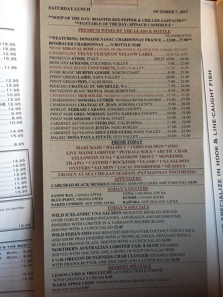 Menu at Original Fish Co. restaurant, Los Alamitos