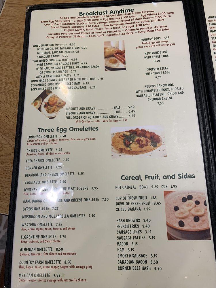 Menu at Whitney St Diner restaurant, Grayslake