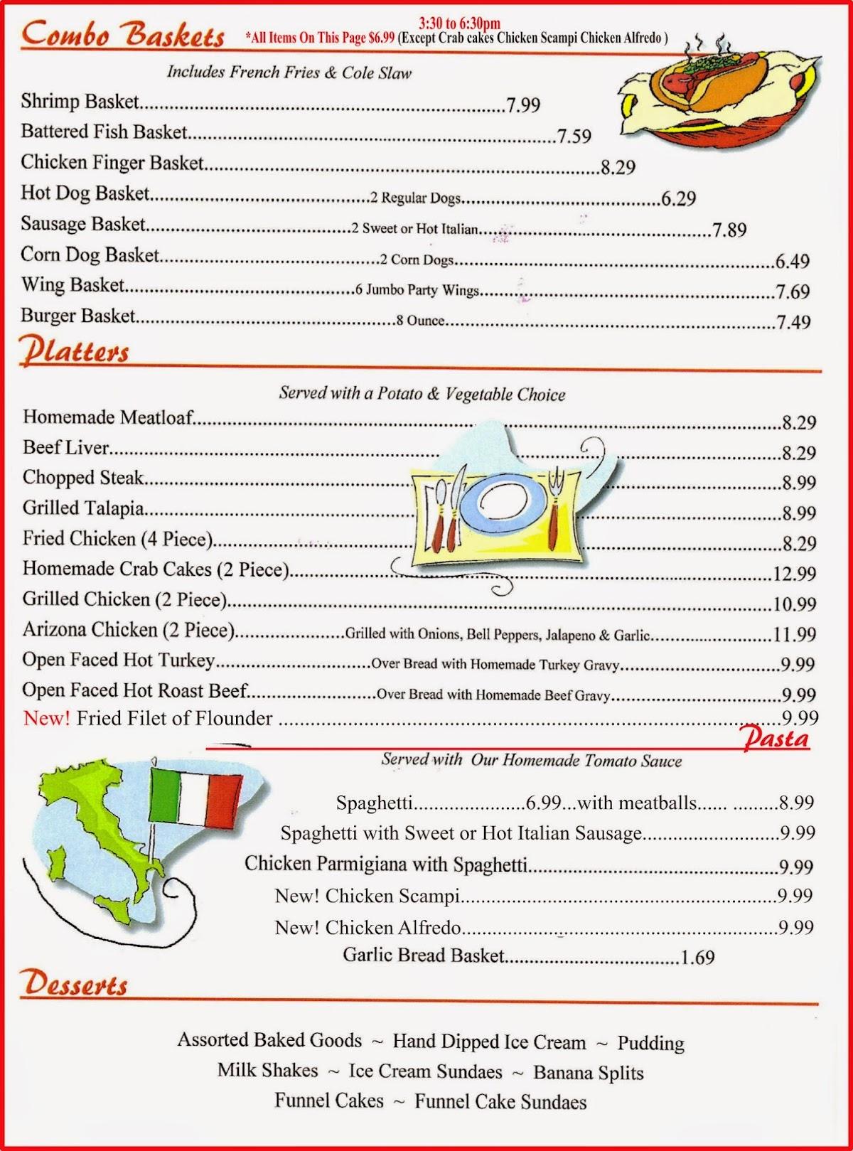 Menu at JOJO'S DINER restaurant, Chesapeake City