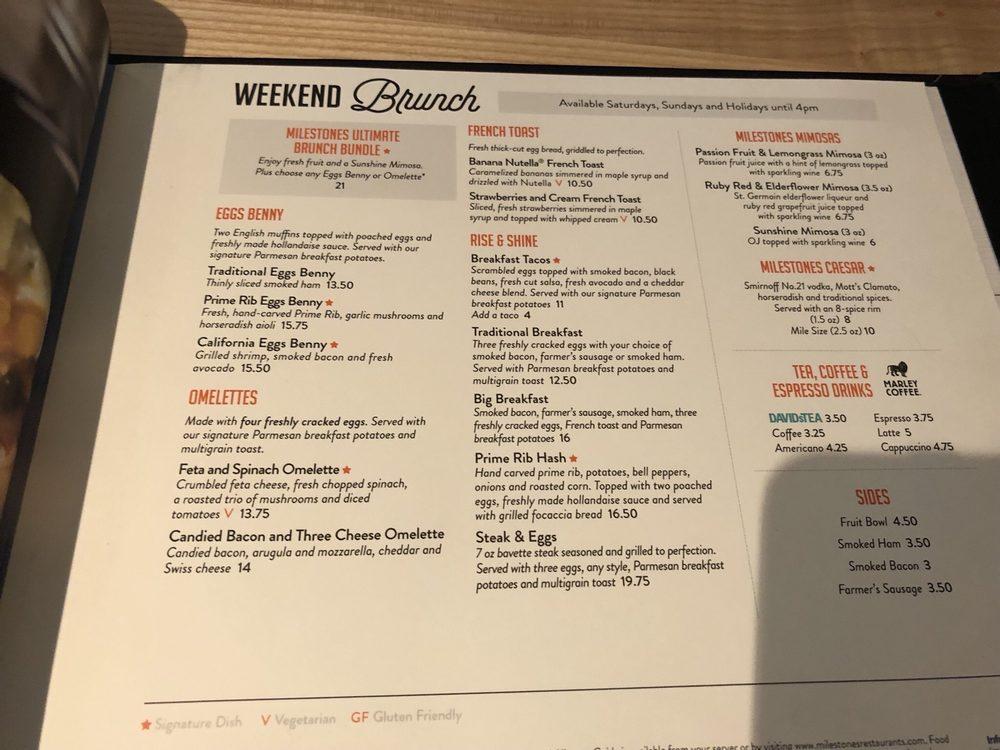Menu at Milestones pub & bar, Victoria