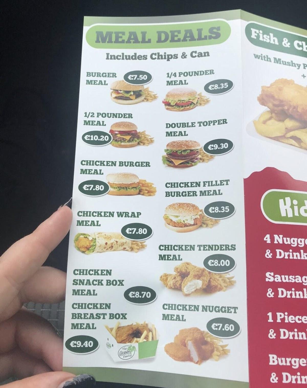 Menu at The Green Rooster fast food, Tralee