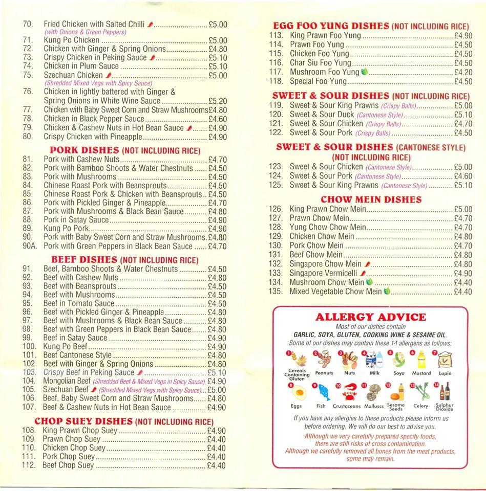 Menu at TastyHouse dosthill chinese take away restaurant, Tamworth