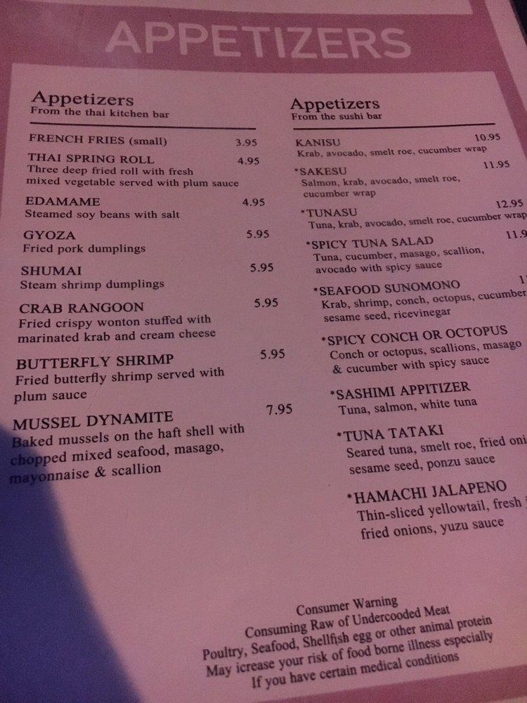 Menu at Noodle World Thai & Sushi restaurant, Stuart