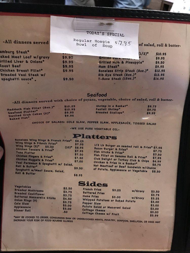 Menu at Snow Shoe Exit 22 Restaurant, Snow Shoe