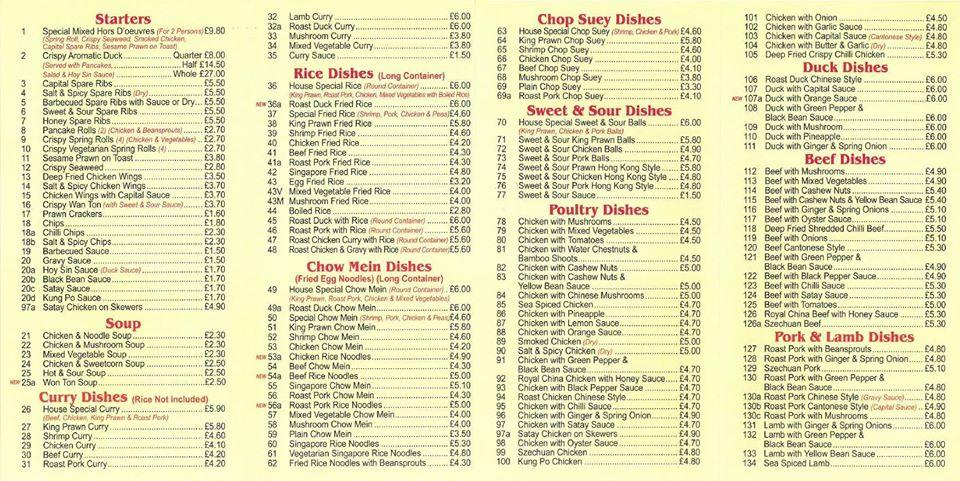 Menu At China Express Fast Food Dunstable